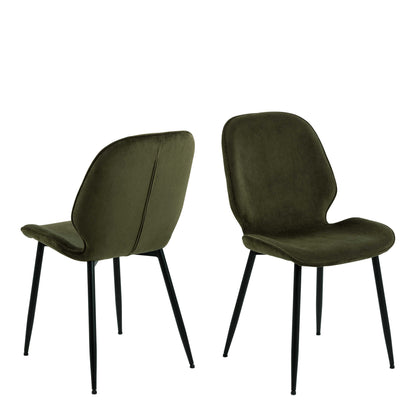 Debrecen Solid Oak and Olive Green Round Dining Table + 4 Dining Chairs