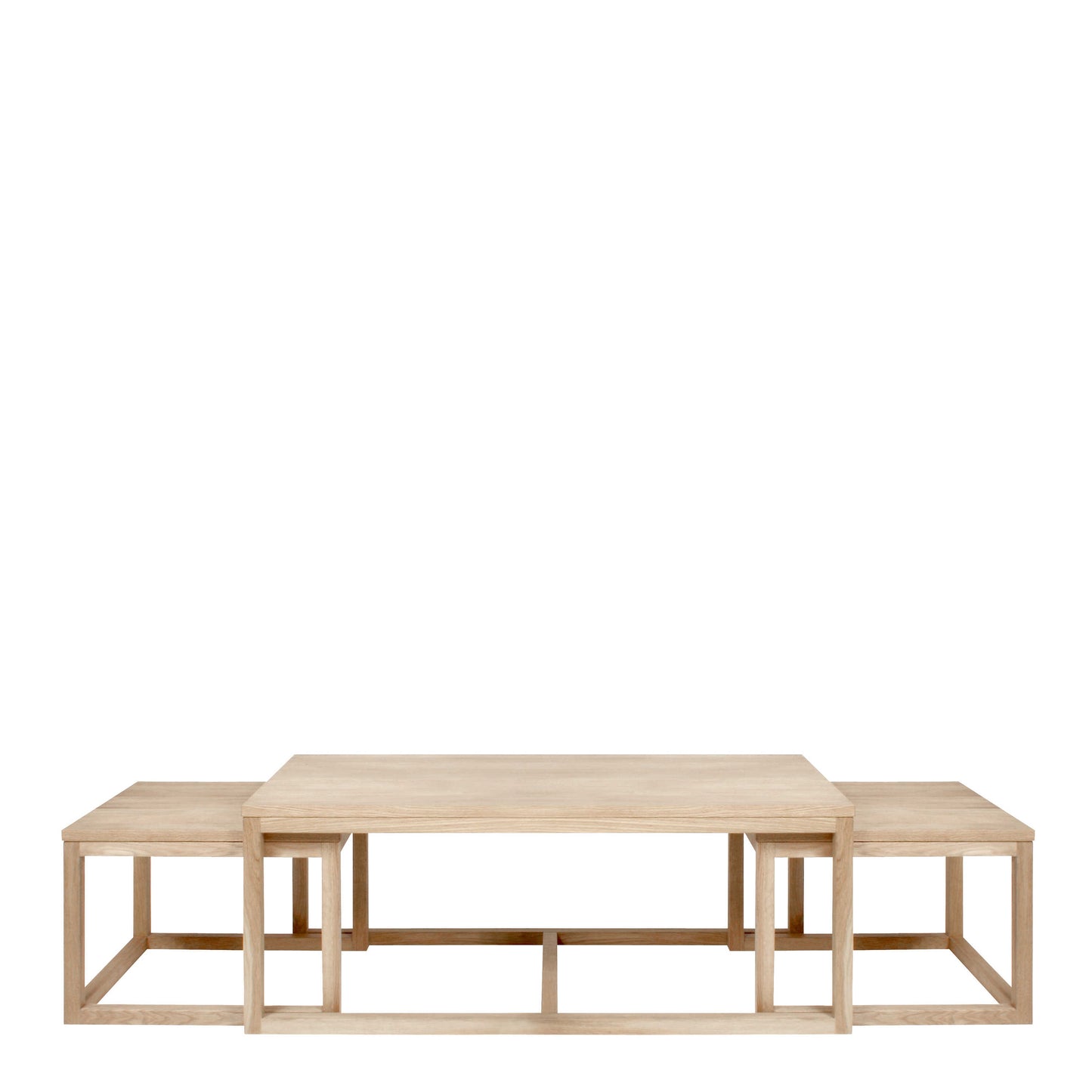 Meadowbloom Set of 3 White Oak Nesting Coffee Tables