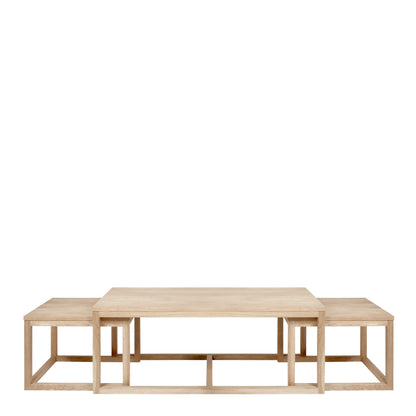 Meadowbloom Set of 3 White Oak Nesting Coffee Tables