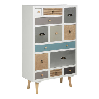 Malaga White Chest 13 Multicoloured Drawers