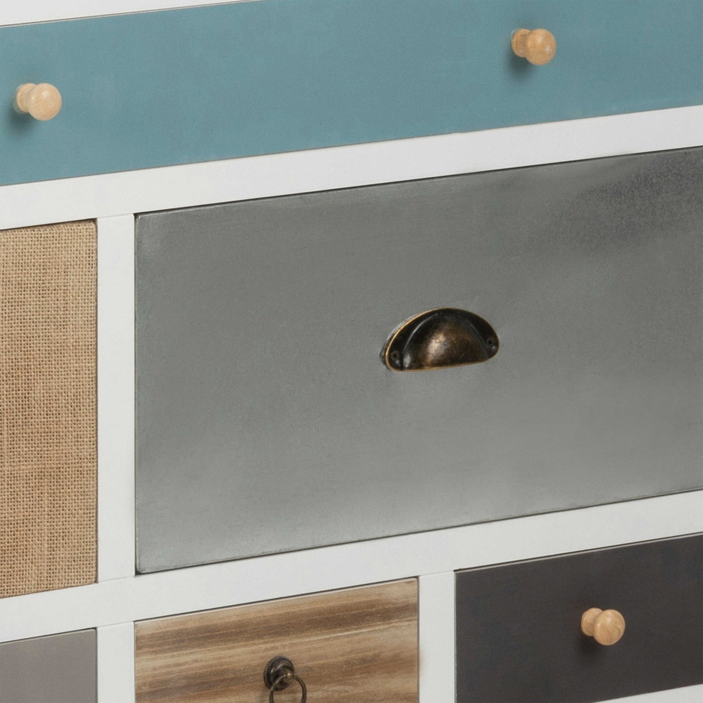 Malaga White Chest 13 Multicoloured Drawers