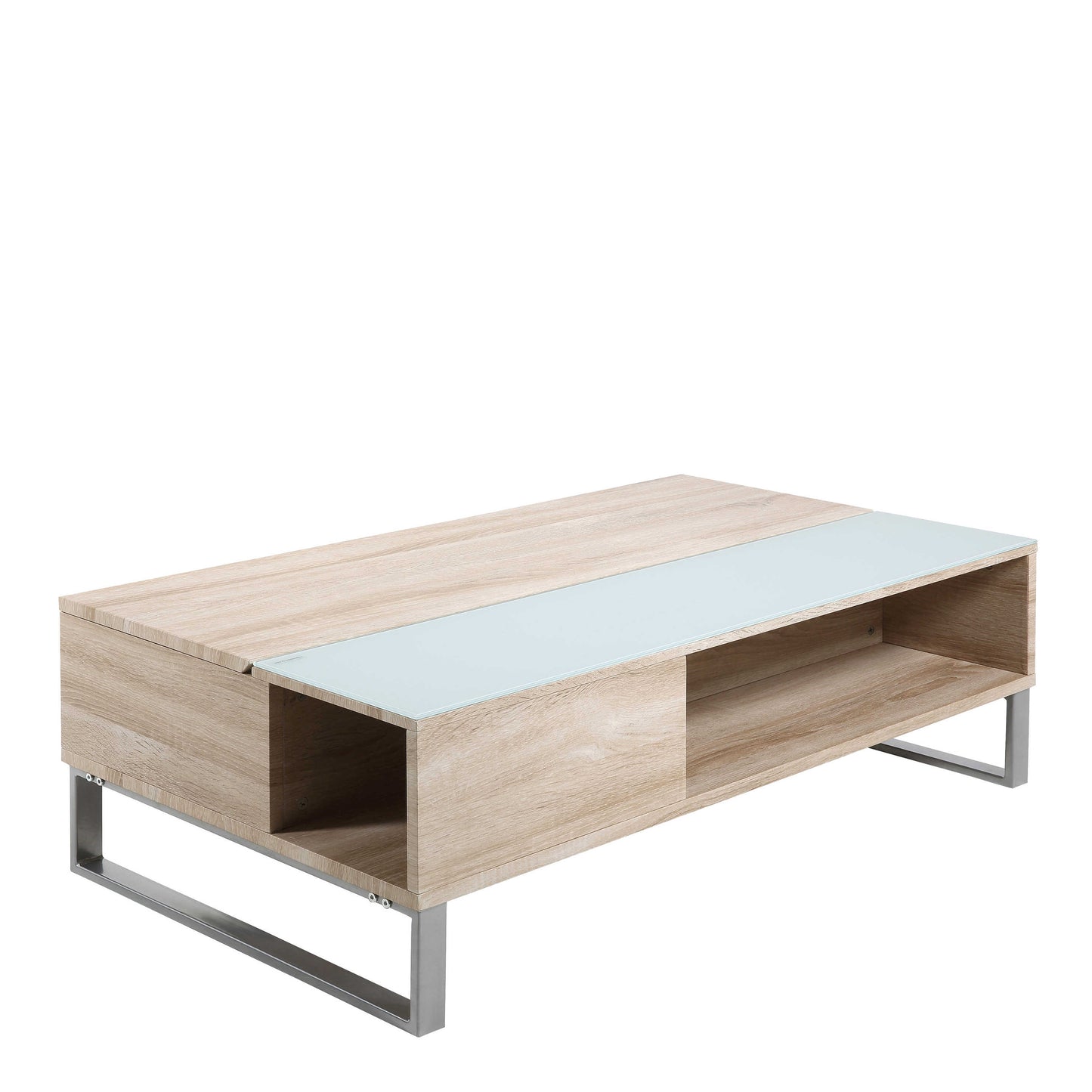 Salford  Natural Oak Wood and Glass Rectangular Lift Up Coffee Table