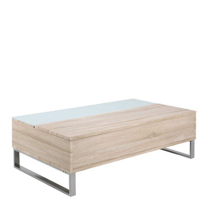 Salford  Natural Oak Wood and Glass Rectangular Lift Up Coffee Table