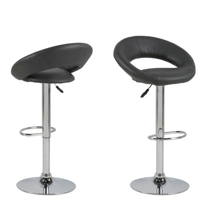 Set of 2 Jorah Dark Grey Faux Leather Swivel Bar Stool Open Back
