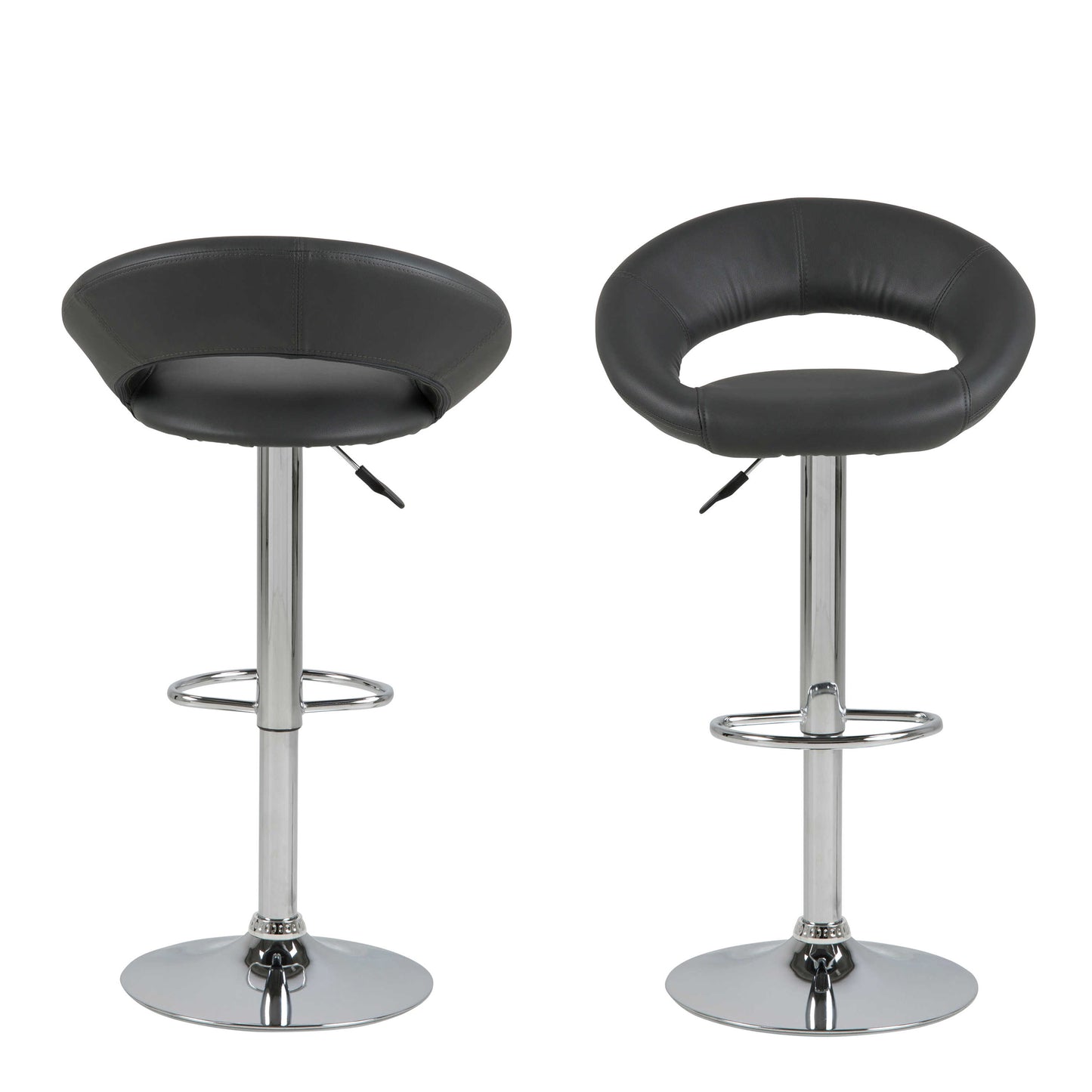 Set of 2 Jorah Dark Grey Faux Leather Swivel Bar Stool Open Back