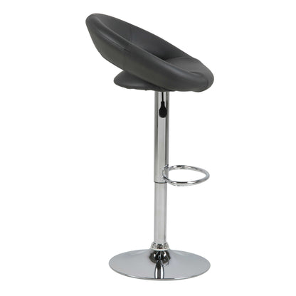 Set of 2 Jorah Dark Grey Faux Leather Swivel Bar Stool Open Back