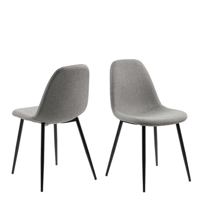 Set of 4 Venice Light Grey Fabric Dining Chairs with Black Steel Legs