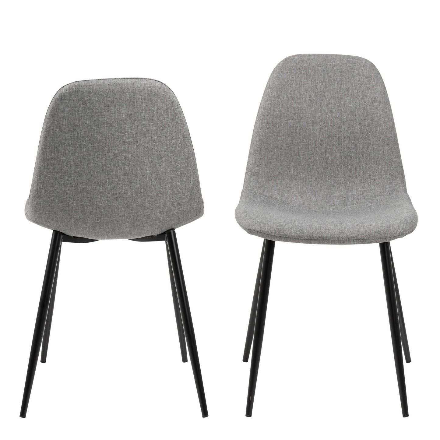 Set of 4 Venice Light Grey Fabric Dining Chairs with Black Steel Legs