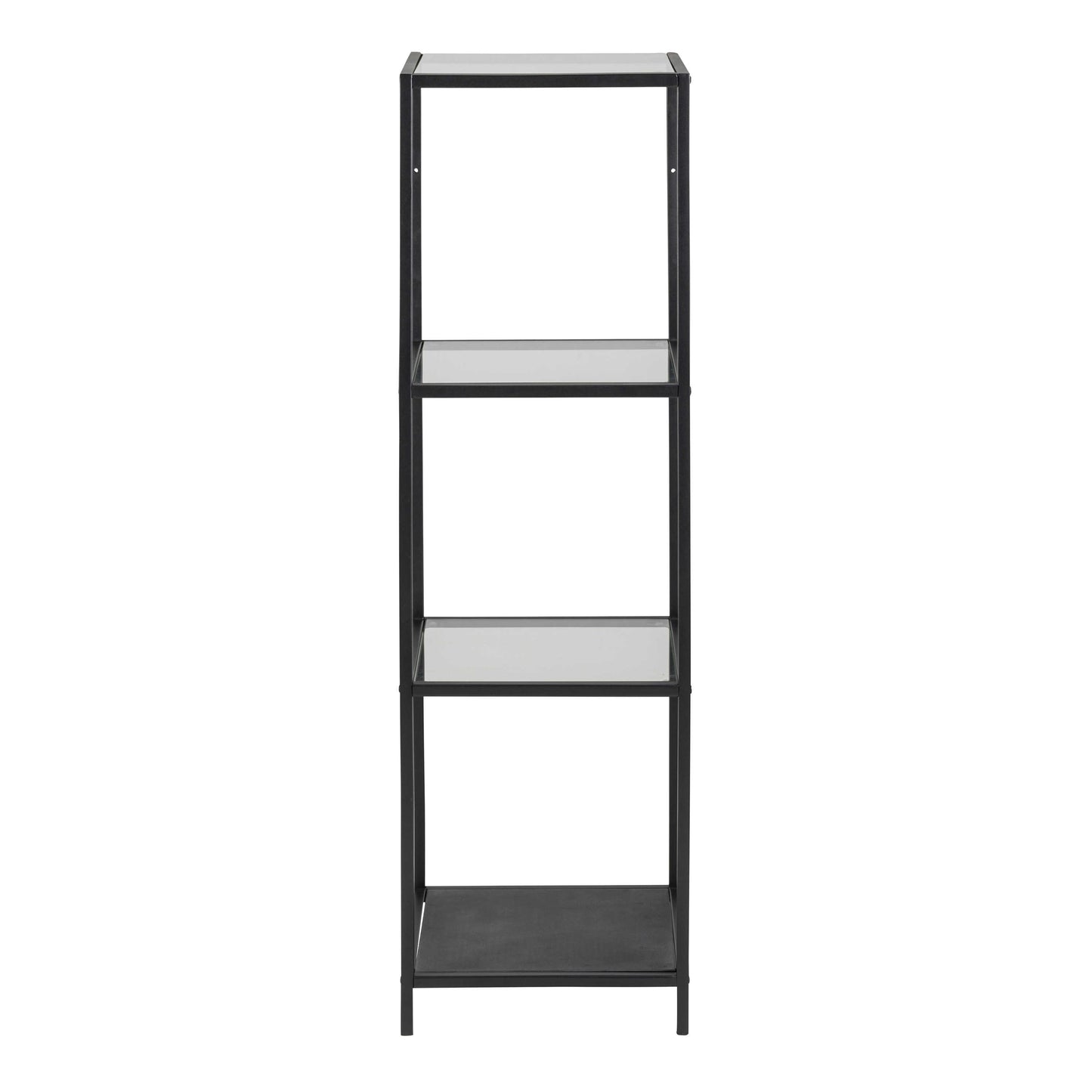 El Paso Narrow Black Metal and Glass Bookcase 3 Shelves