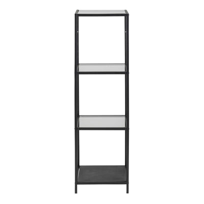 El Paso Narrow Black Metal and Glass Bookcase 3 Shelves