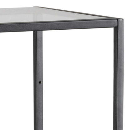 El Paso Narrow Black Metal and Glass Bookcase 3 Shelves