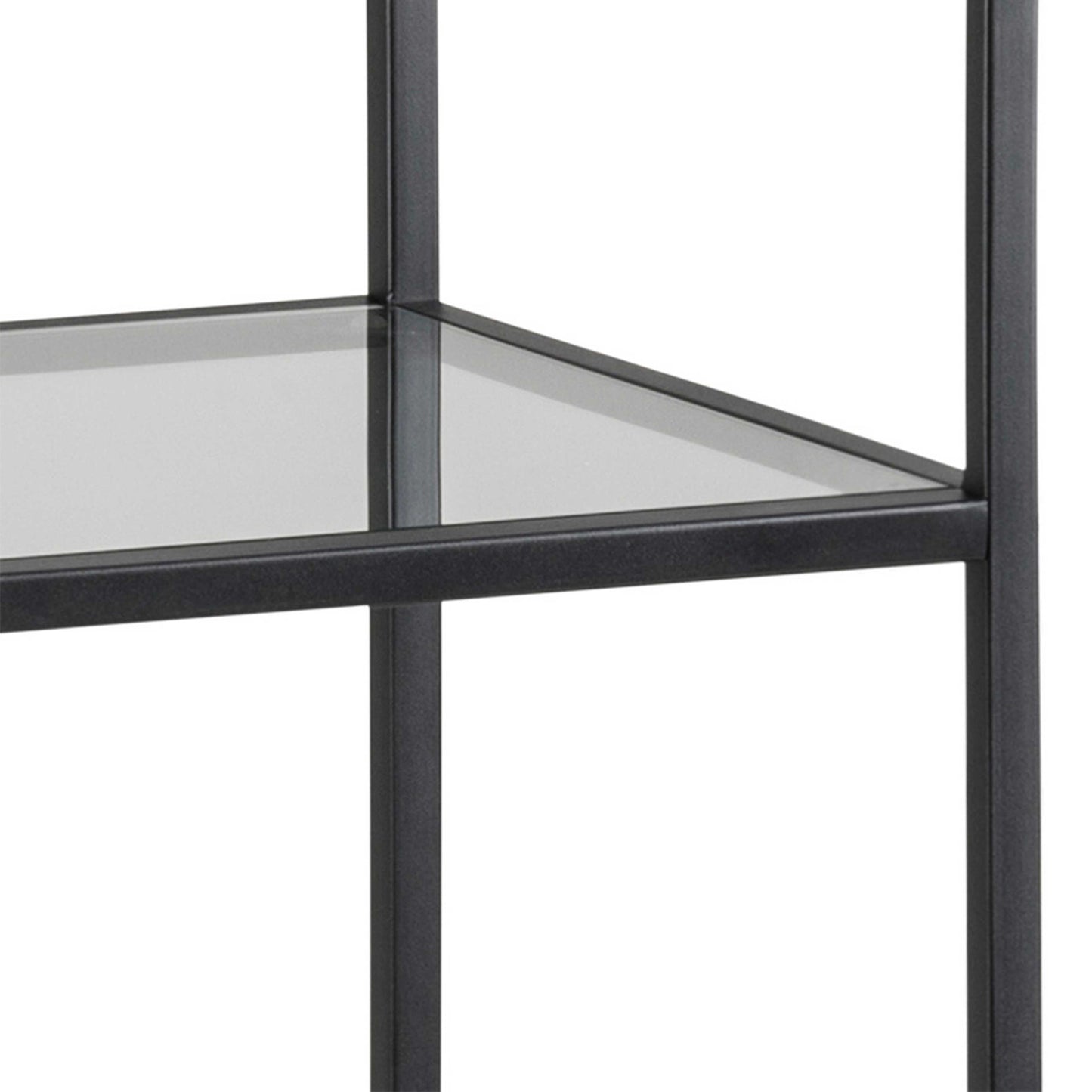 El Paso Narrow Black Metal and Glass Bookcase 3 Shelves