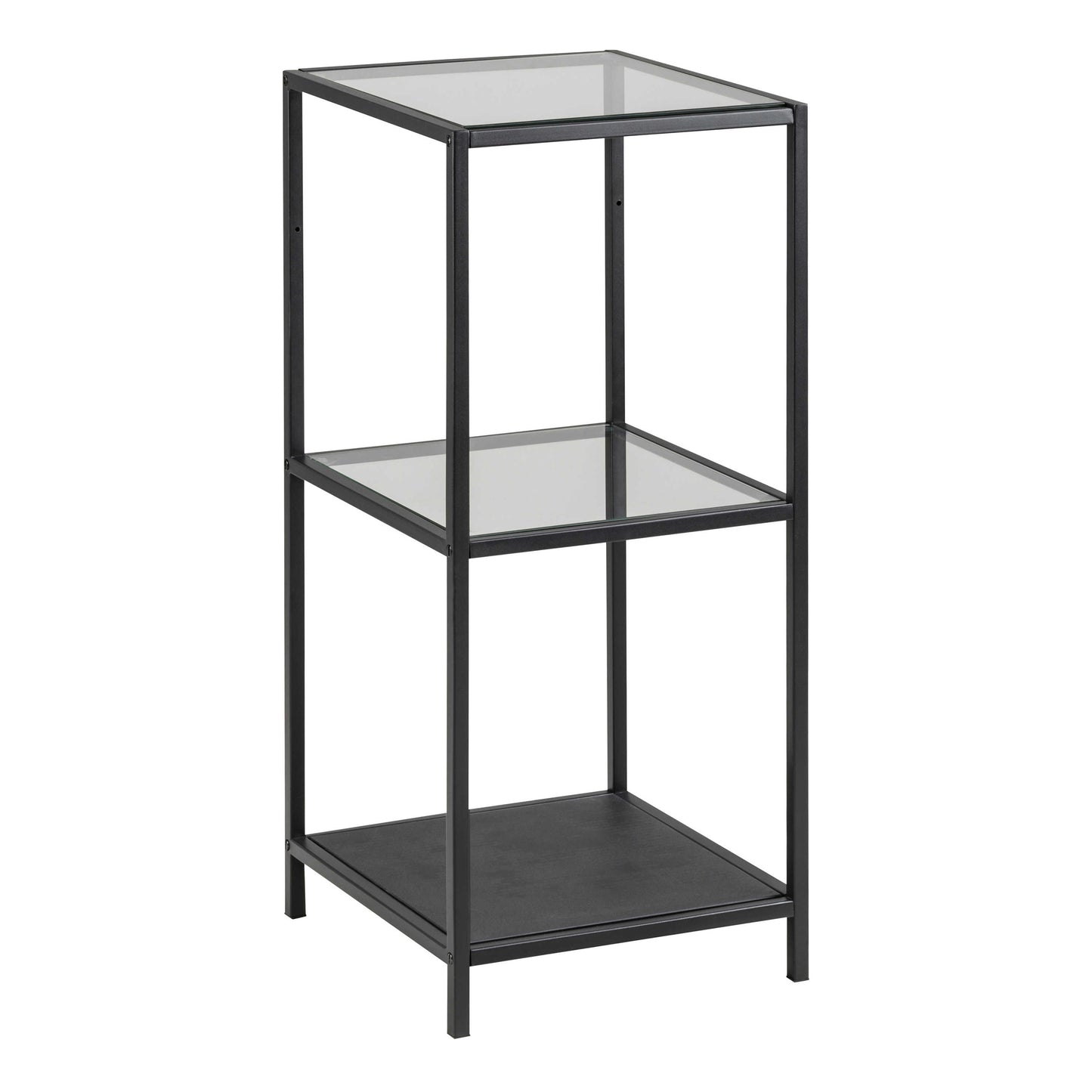 El Paso Narrow Black Metal and Glass Bookcase 2 Shelves