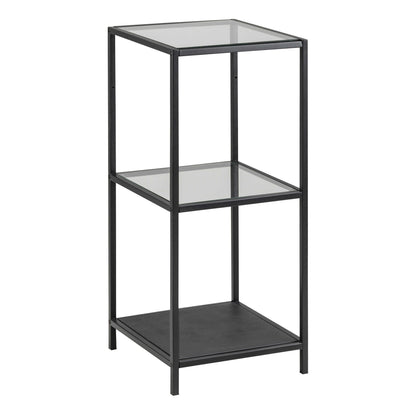 El Paso Narrow Black Metal and Glass Bookcase 2 Shelves