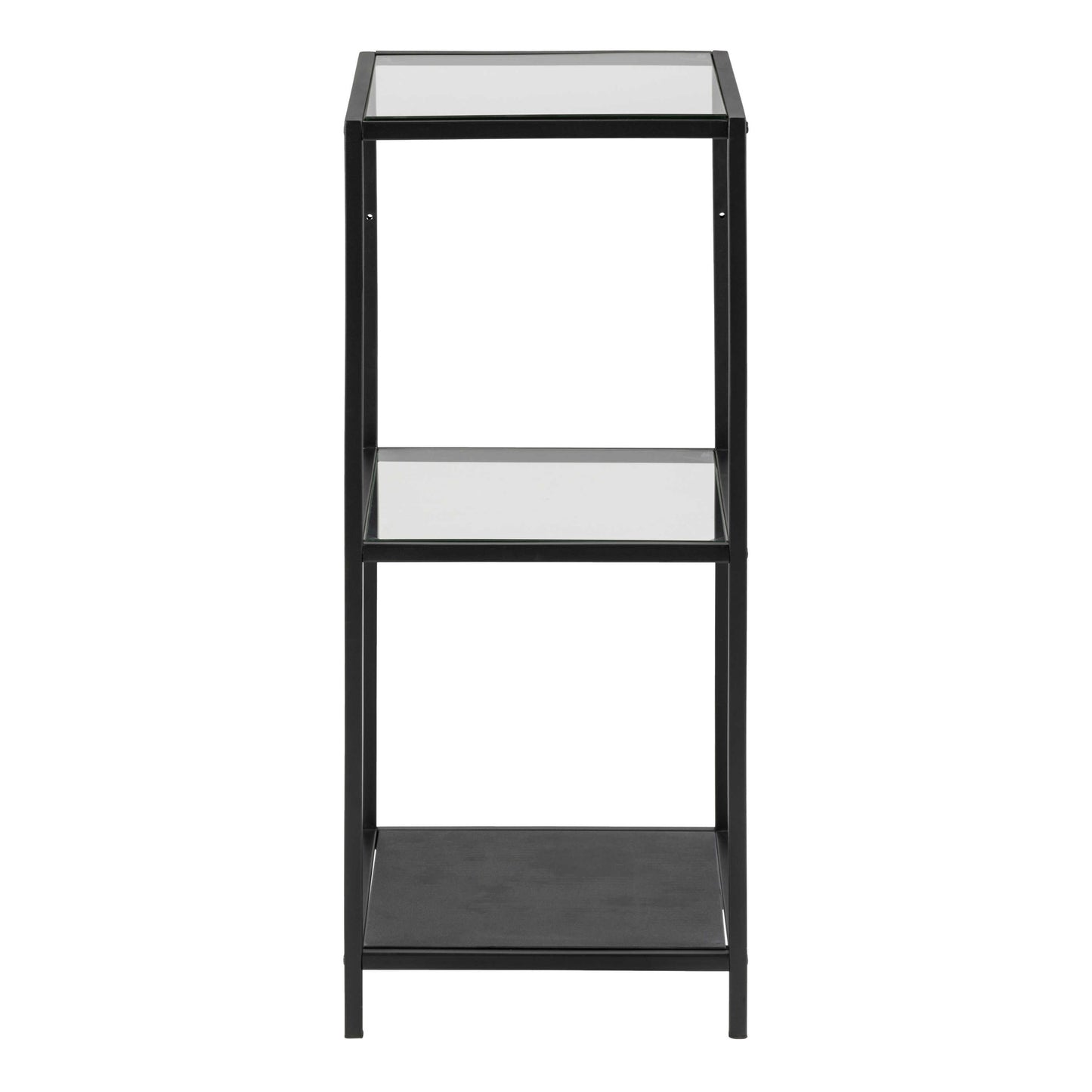 El Paso Narrow Black Metal and Glass Bookcase 2 Shelves