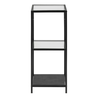 El Paso Narrow Black Metal and Glass Bookcase 2 Shelves