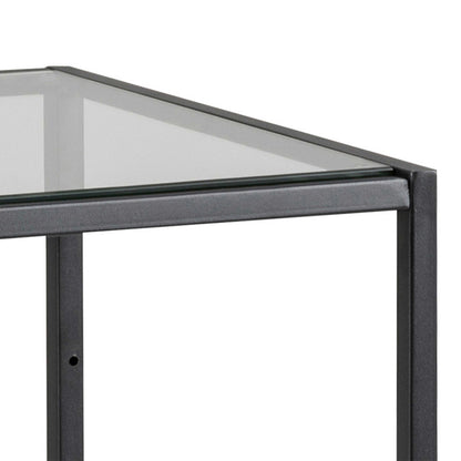 El Paso Narrow Black Metal and Glass Bookcase 2 Shelves