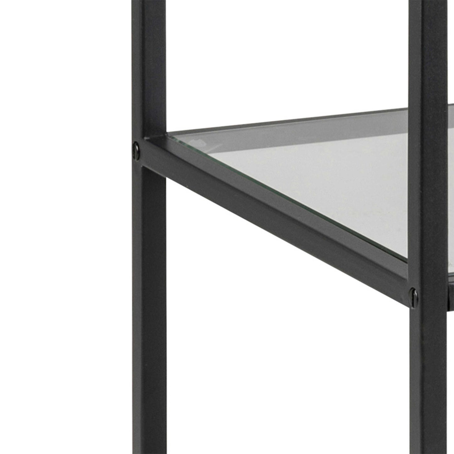 El Paso Narrow Black Metal and Glass Bookcase 2 Shelves