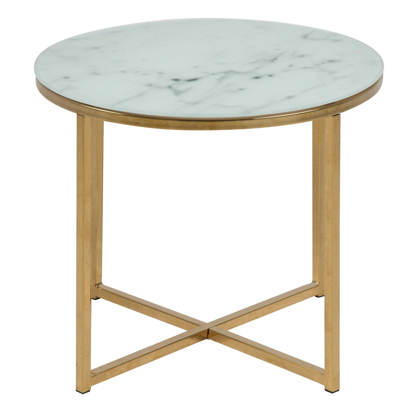 Vodskov White Marble Round Side Table Gold Legs