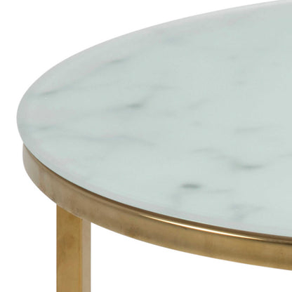 Vodskov White Marble Round Side Table Gold Legs