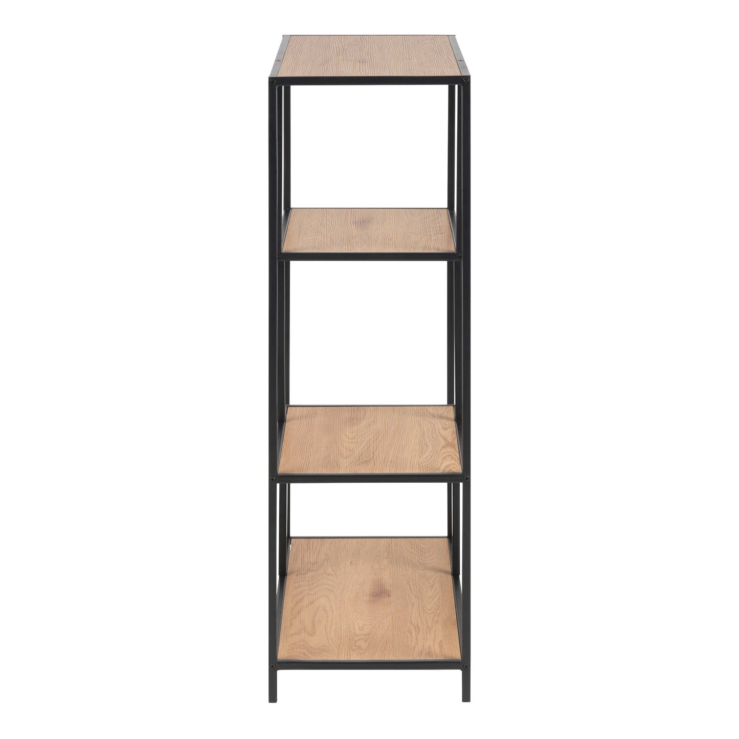 El Paso Black Metal and Wild Oak Veneer Asymmetrical Bookcase 3 Shelves