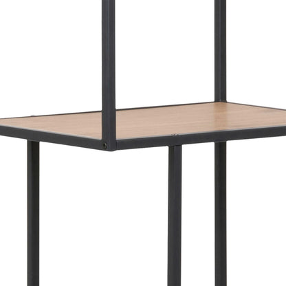 El Paso Tall Black Metal Bookcase 5 Oak Shelves