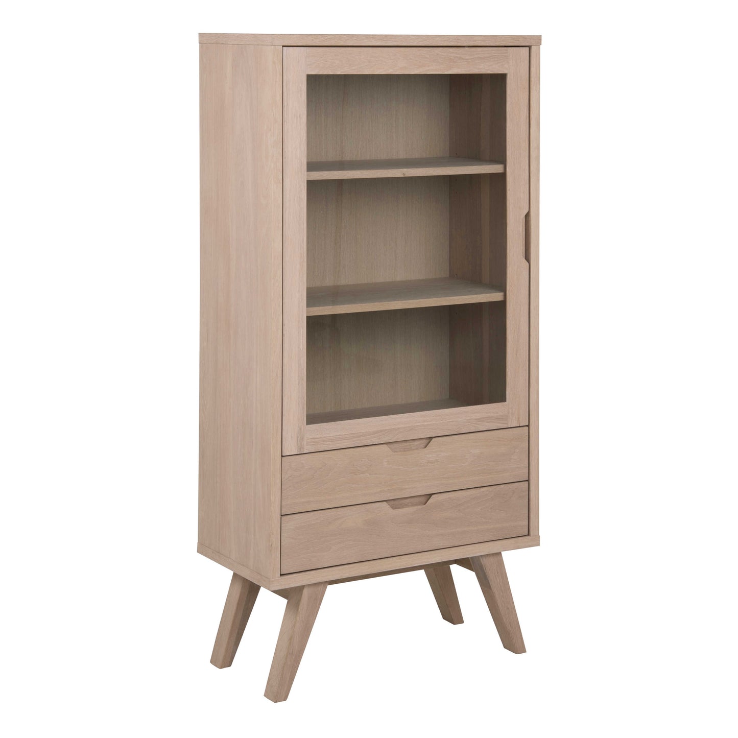 Kotka White Oak Wood Display Cabinet 2 Drawers 2 Shelves