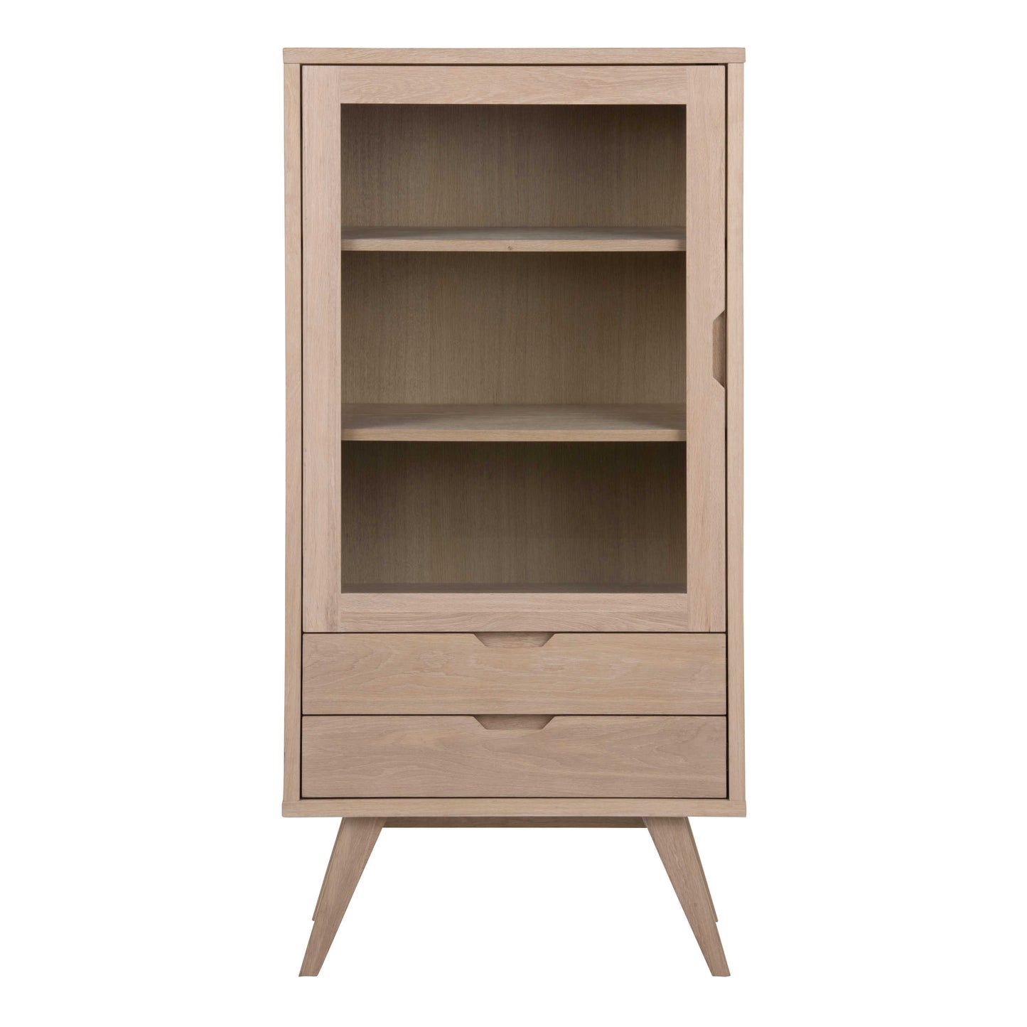Kotka White Oak Wood Display Cabinet 2 Drawers 2 Shelves