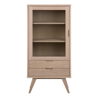 Kotka White Oak Wood Display Cabinet 2 Drawers 2 Shelves