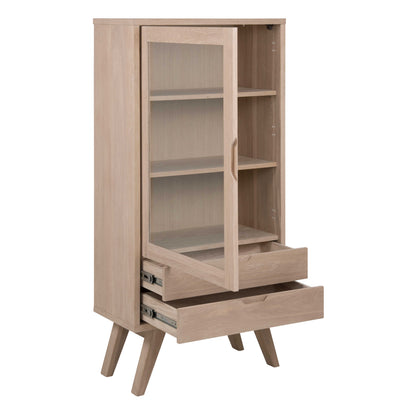 Kotka White Oak Wood Display Cabinet 2 Drawers 2 Shelves