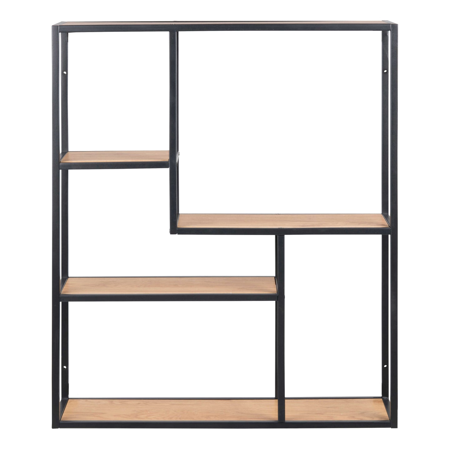 El Paso Black Metal and Wild Oak Veneer Wide Wall Bookcase 3 Shelves