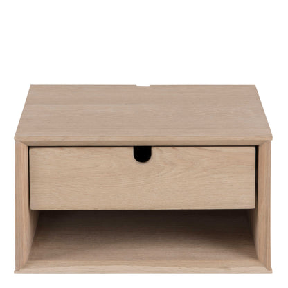 Italy Small White Oak Wood 1 Drawer Wall Mounted Bedside Table