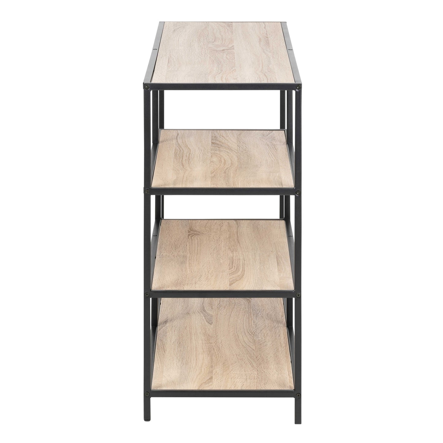 El Paso Wide Black Metal and Sonoma Oak Asymmetrical Bookcase 4 Shelves