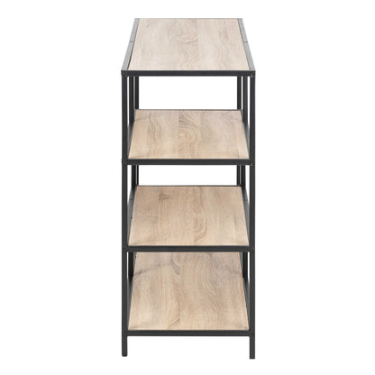 El Paso Wide Black Metal and Sonoma Oak Asymmetrical Bookcase 4 Shelves
