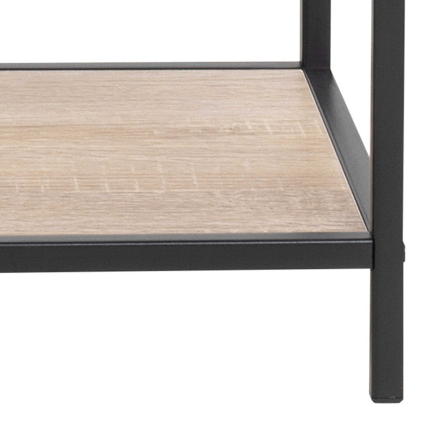 El Paso Wide Black Metal and Sonoma Oak Asymmetrical Bookcase 4 Shelves