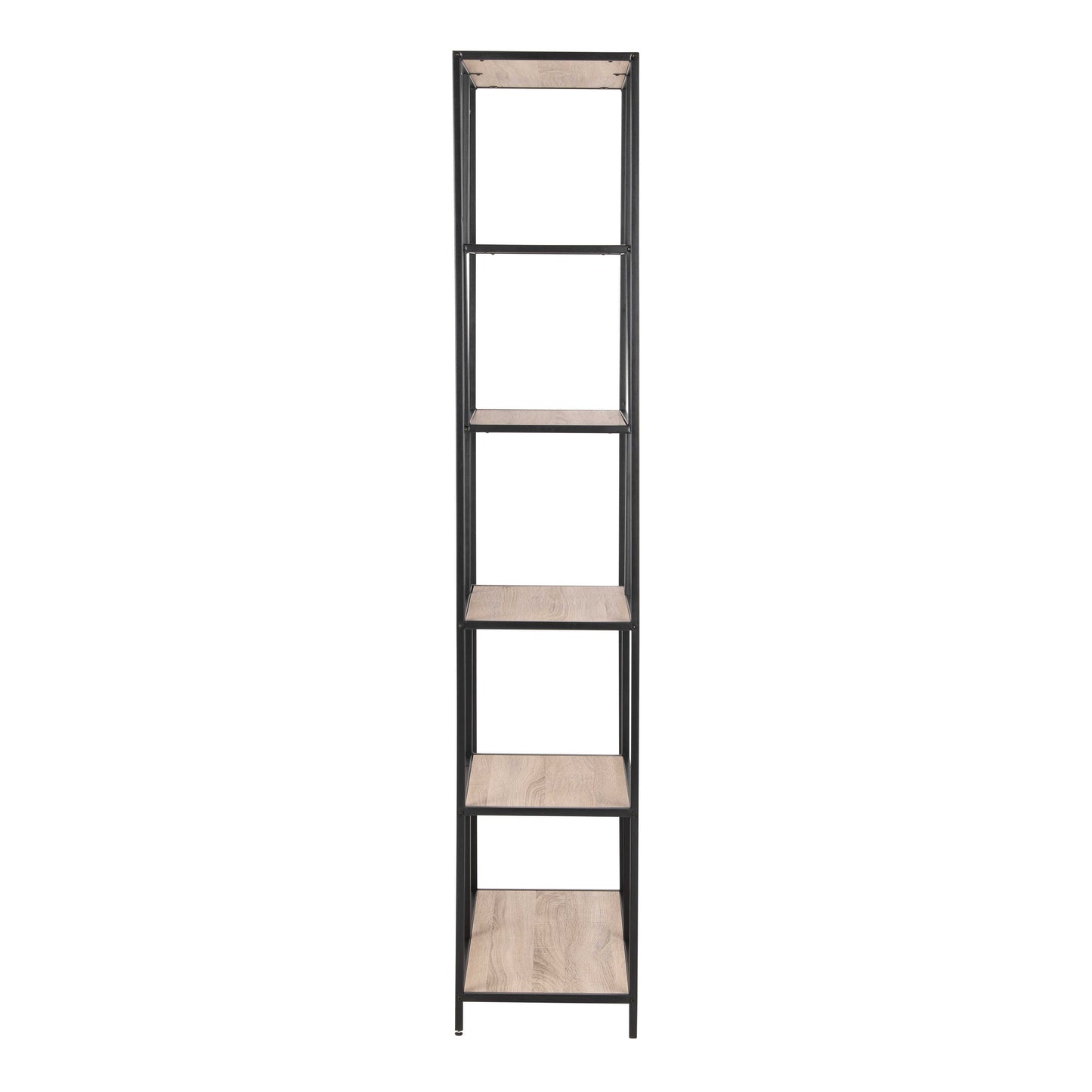 El Paso Tall Black Metal and Sonoma Oak Bookcase 5 Shelves