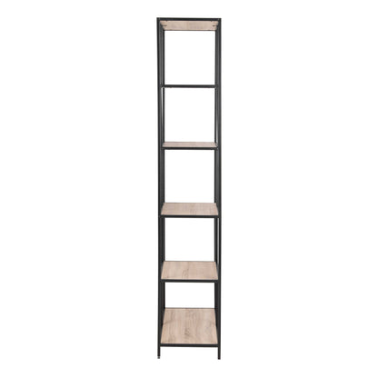 El Paso Tall Black Metal and Sonoma Oak Bookcase 5 Shelves