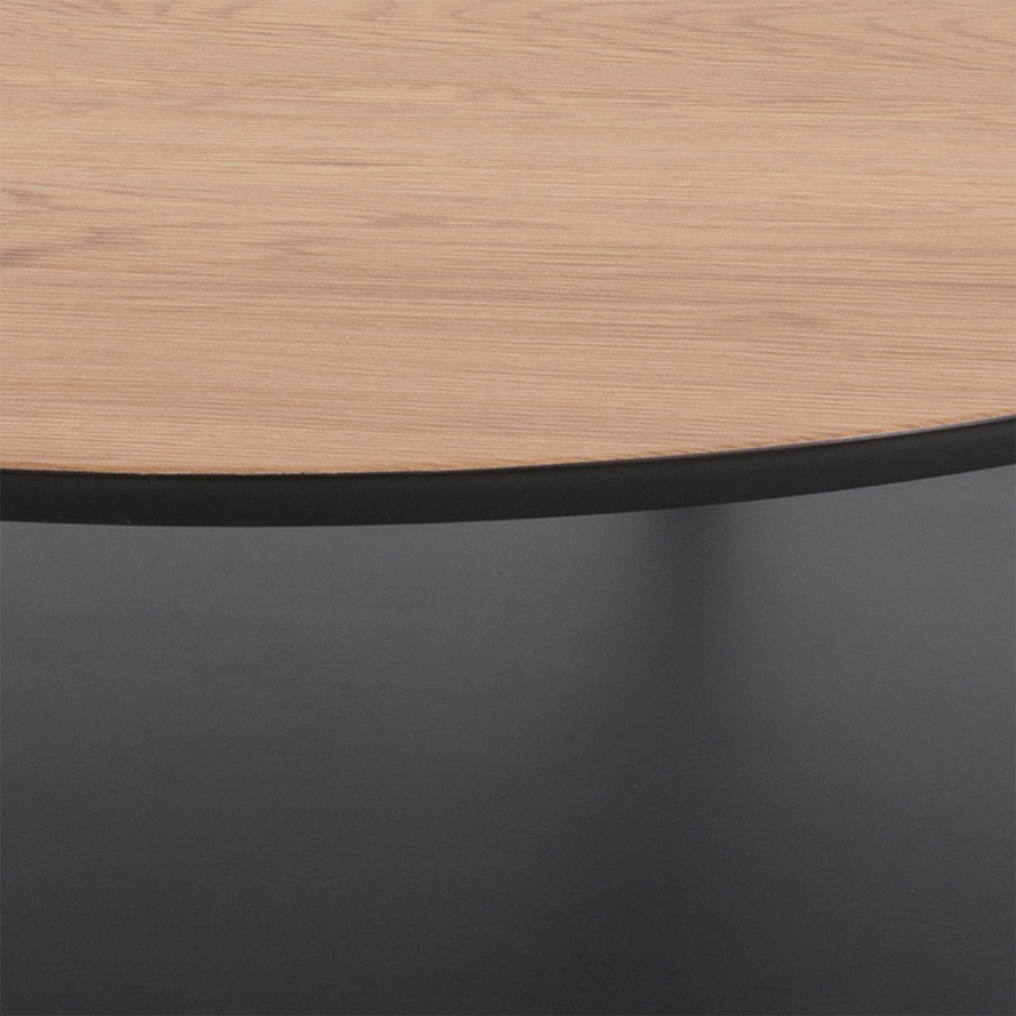 Fuglebjerg Round Coffee Table Oak Top Black Metal Legs Bottom Shelf