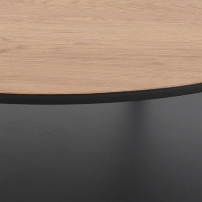 Fuglebjerg Round Coffee Table Oak Top Black Metal Legs Bottom Shelf