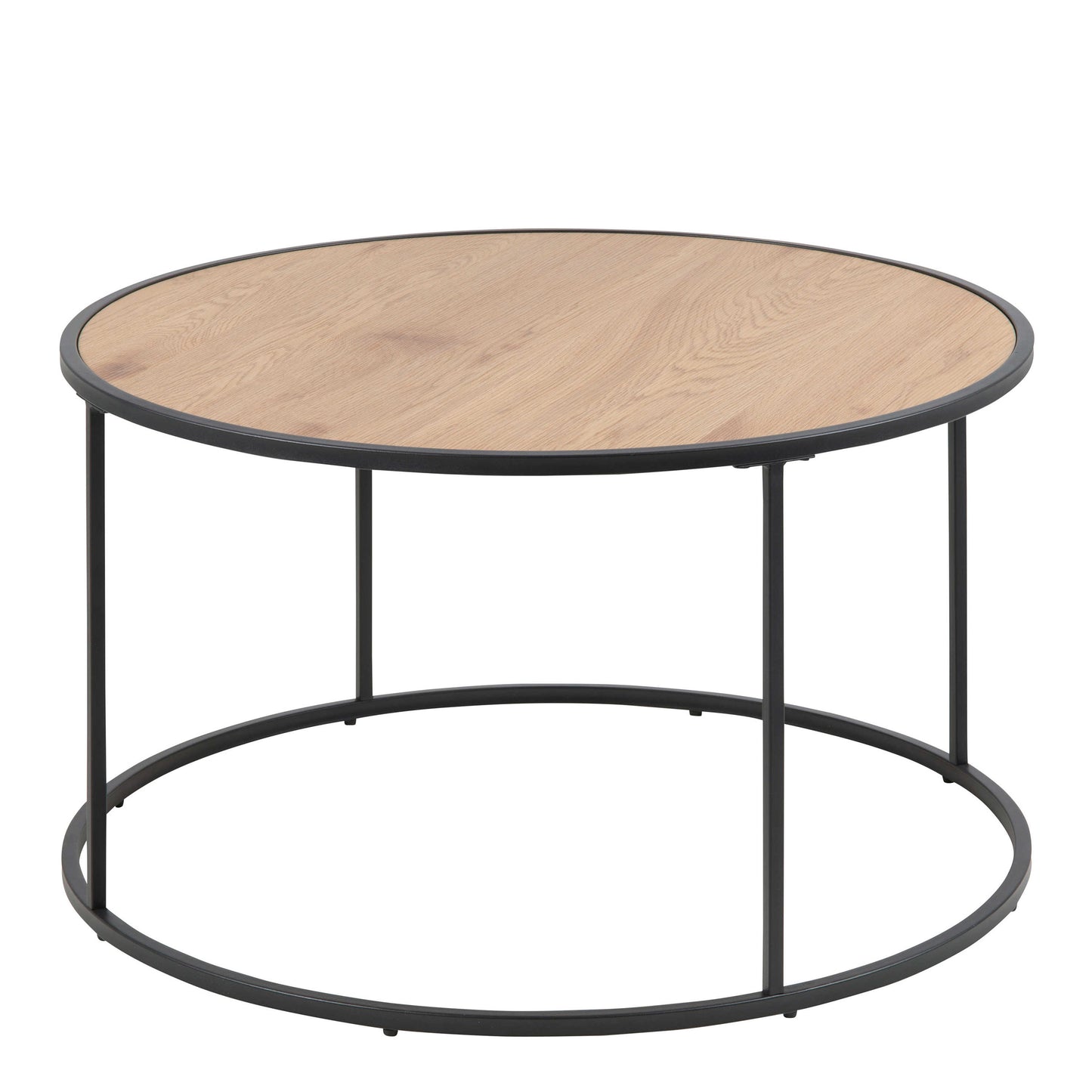 El Paso Black Metal and Wild Oak Veneer Round Coffee Table