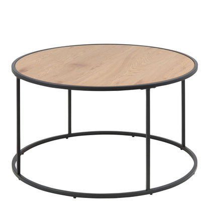 El Paso Black Metal and Wild Oak Veneer Round Coffee Table