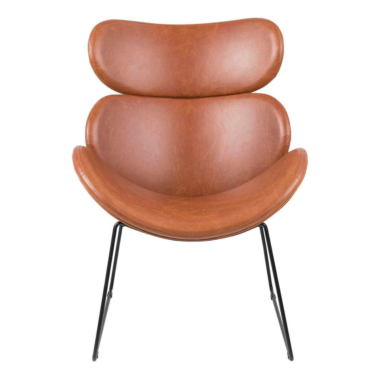Mazapan Organic Lounge Brown Faux Leather Chair