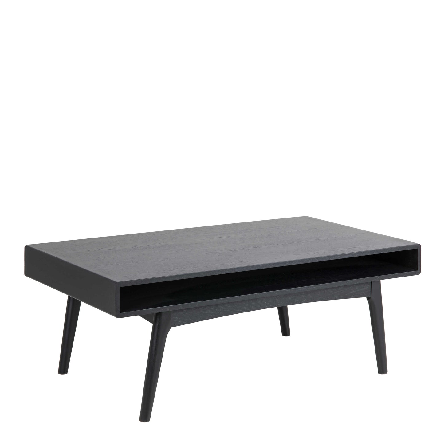Mossbloom Industrial Black Coffee Table Open Shelf