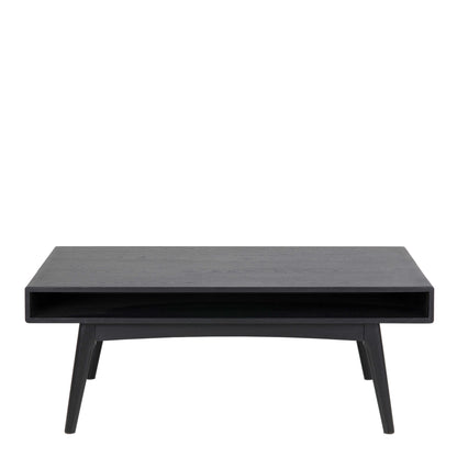 Mossbloom Industrial Black Coffee Table Open Shelf