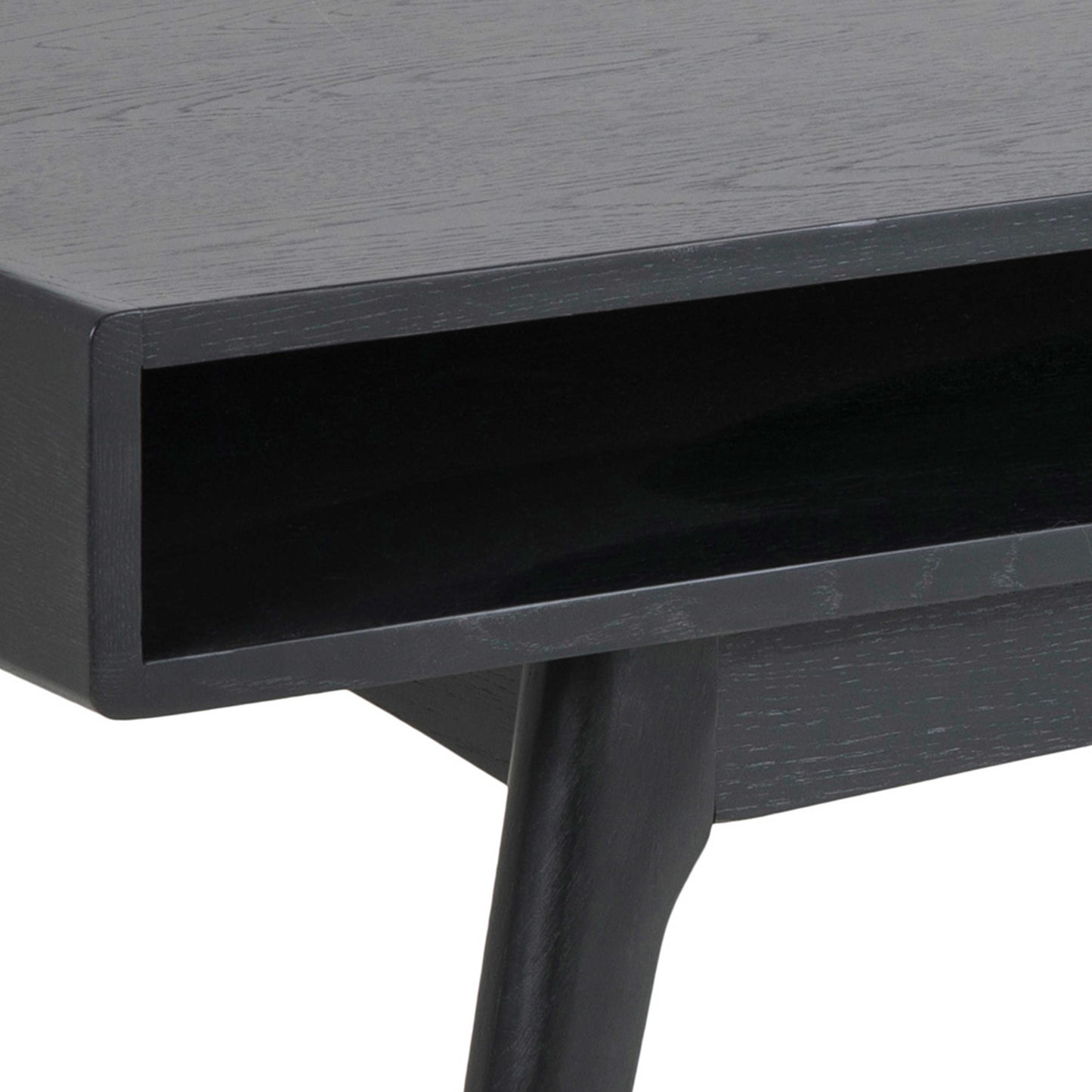 Mossbloom Industrial Black Coffee Table Open Shelf
