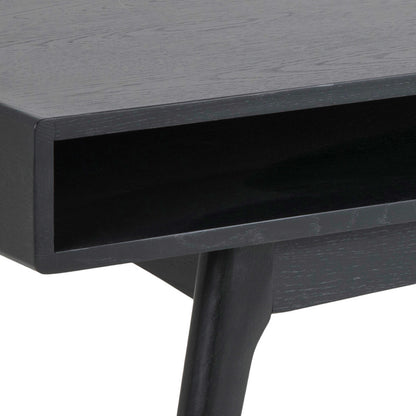 Mossbloom Industrial Black Coffee Table Open Shelf