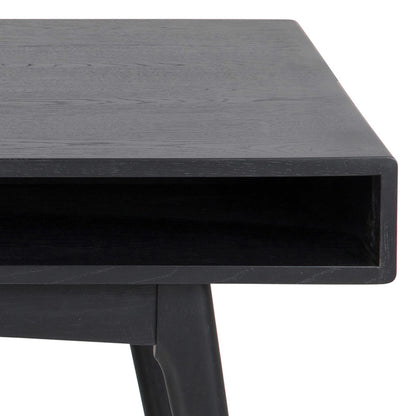 Mossbloom Industrial Black Coffee Table Open Shelf