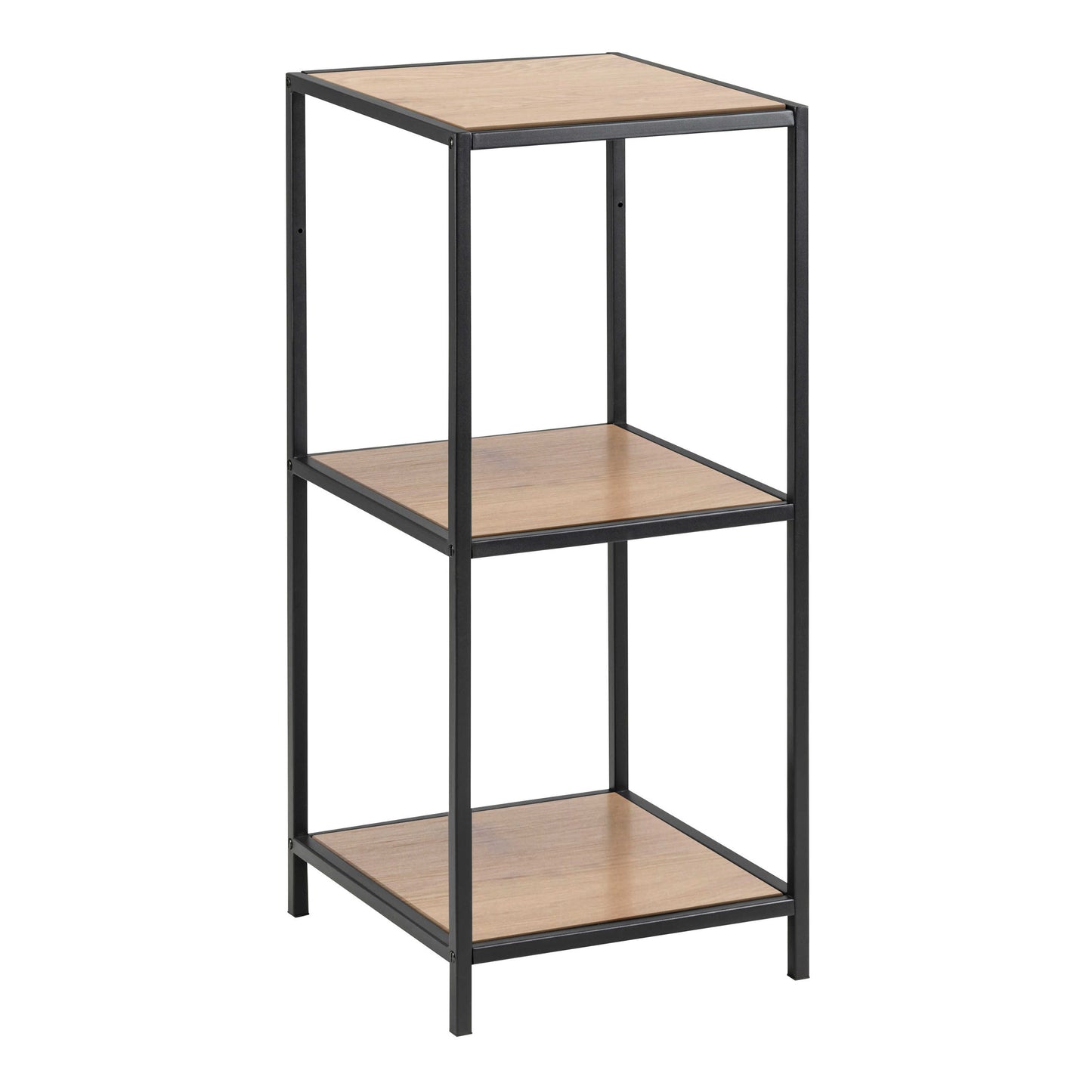 El Paso Small Narrow Black Metal and Wild Oak Veneer Bookcase 2 Shelves