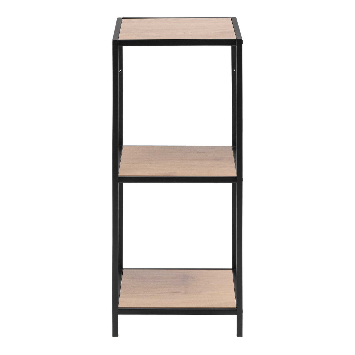 El Paso Small Narrow Black Metal and Wild Oak Veneer Bookcase 2 Shelves