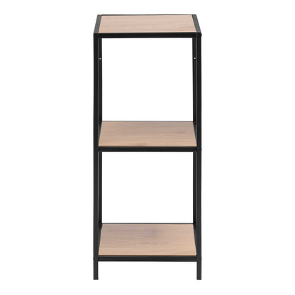 El Paso Small Narrow Black Metal and Wild Oak Veneer Bookcase 2 Shelves